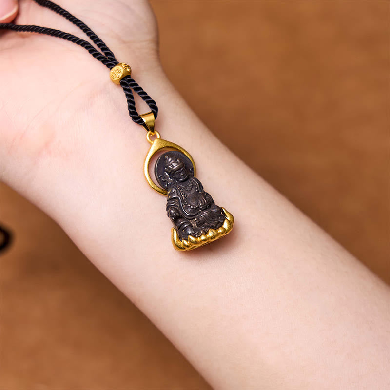 Nimara Ritual Tibetan Yellow Jambhala Yellow God of Wealth Buddha Serenity Necklace Pendant