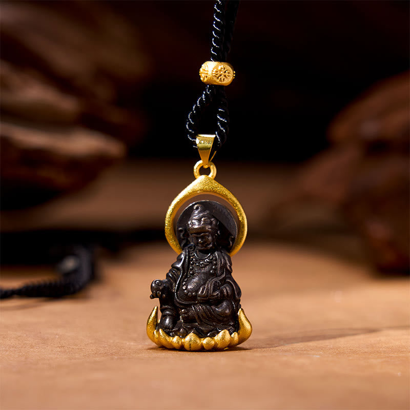 Nimara Ritual Tibetan Yellow Jambhala Yellow God of Wealth Buddha Serenity Necklace Pendant