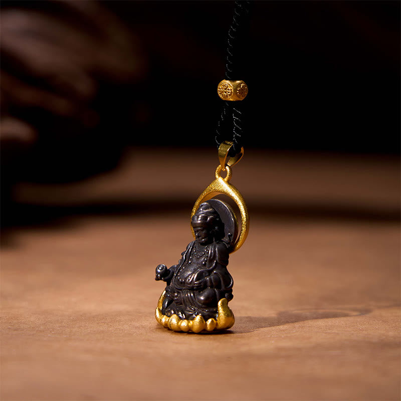 Nimara Ritual Tibetan Yellow Jambhala Yellow God of Wealth Buddha Serenity Necklace Pendant