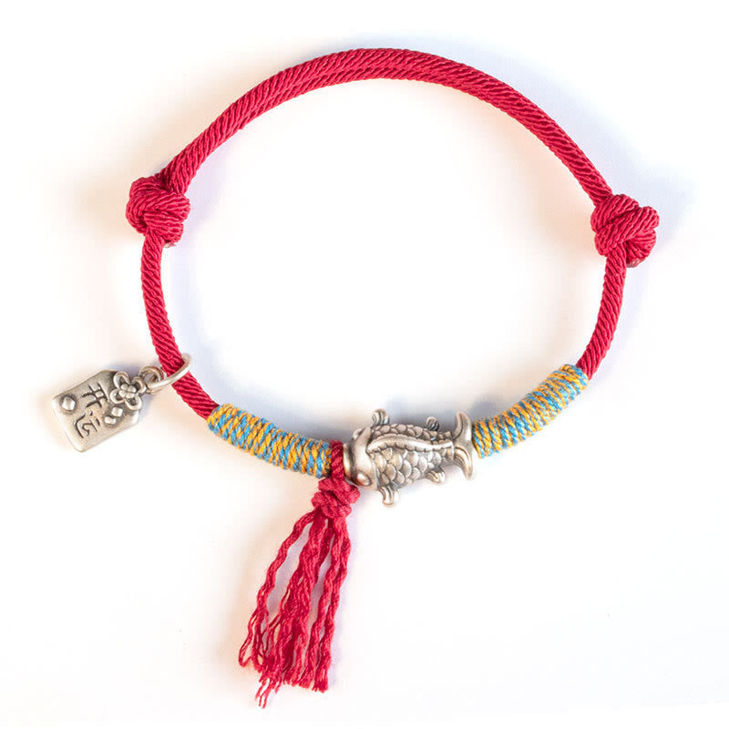 Nimara Ritual 999 Sterling Silver Red String Lucky Koi Fish Protection Bracelet