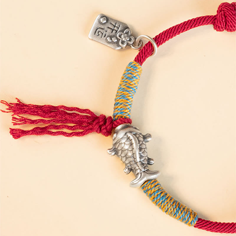 Nimara Ritual 999 Sterling Silver Red String Lucky Koi Fish Protection Bracelet
