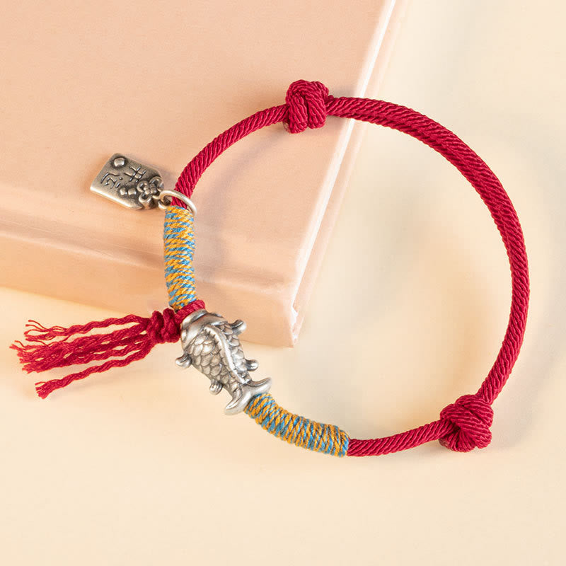 Nimara Ritual 999 Sterling Silver Red String Lucky Koi Fish Protection Bracelet