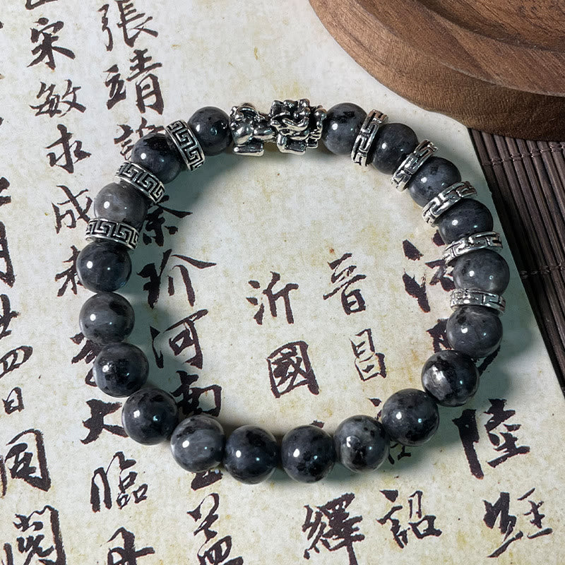 Nimara Ritual Black Glitter Stone PiXiu Power Bracelet