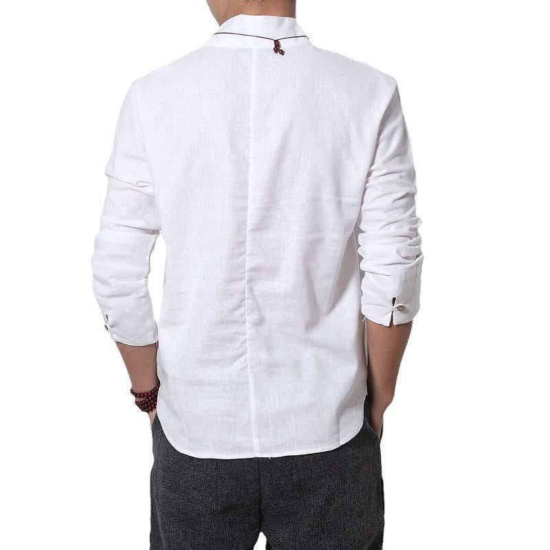 Nimara Ritual Casual V-Neck Long Sleeve Shirt Men Clothing