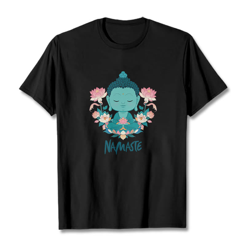 Nimara Ritual NAMASTE Buddha Lotus Meditation Tee T-shirt
