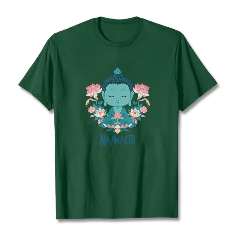 Nimara Ritual NAMASTE Buddha Lotus Meditation Tee T-shirt