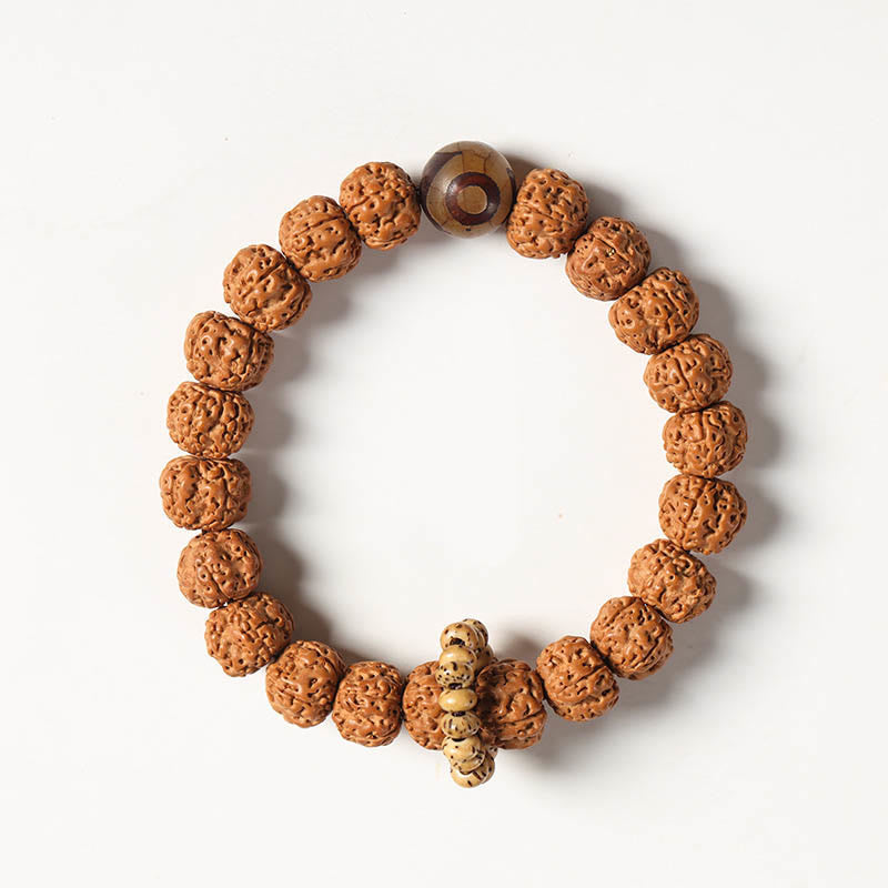 Nimara Ritual Bodhi Seed Three-eyed Dzi Bead Buddha Hand Charm Wealth Bracelet