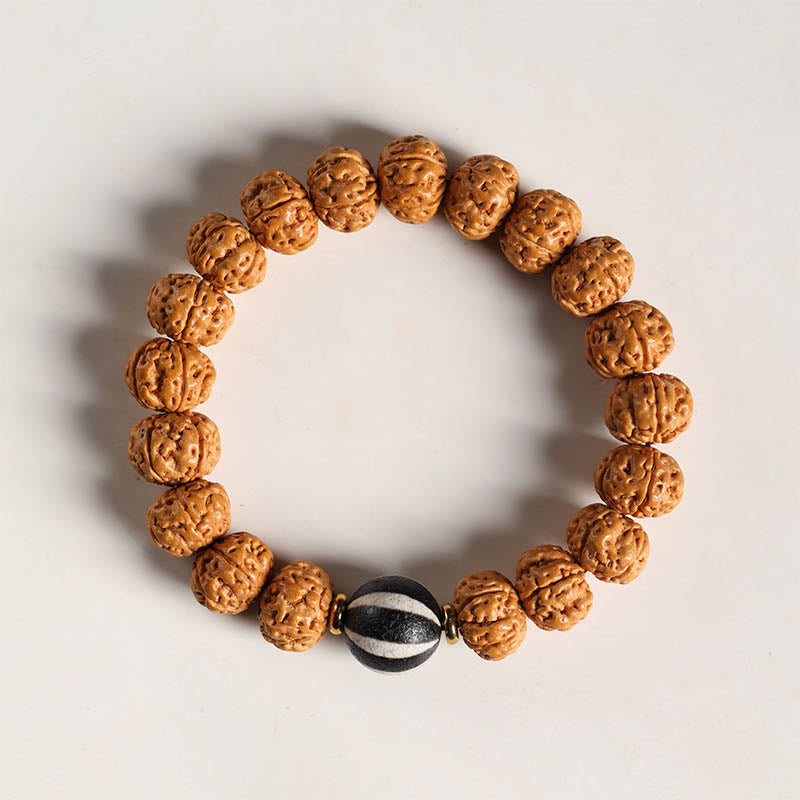 Nimara Ritual Bodhi Seed Three-eyed Dzi Bead Buddha Hand Charm Wealth Bracelet