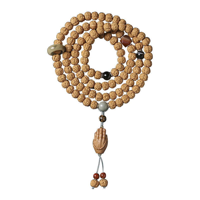 Nimara Ritual Bodhi Seed Three-eyed Dzi Bead Buddha Hand Charm Wealth Bracelet