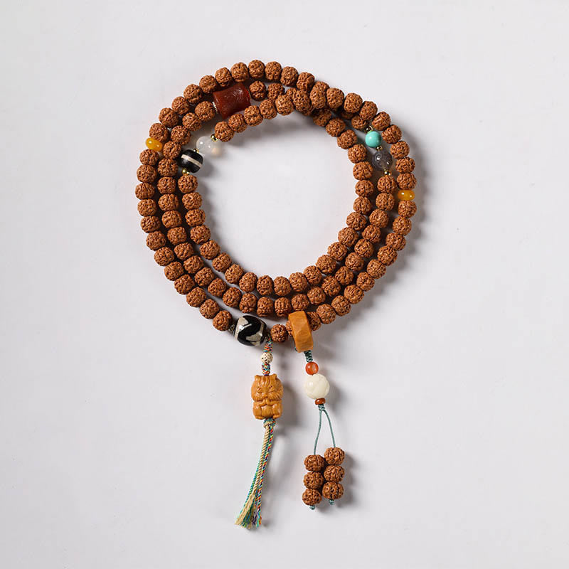 Nimara Ritual Bodhi Seed Three-eyed Dzi Bead Buddha Hand Charm Wealth Bracelet