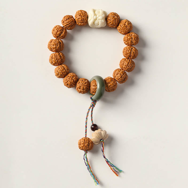 Nimara Ritual Bodhi Seed Three-eyed Dzi Bead Buddha Hand Charm Wealth Bracelet