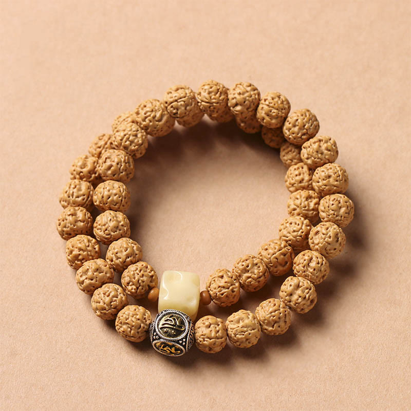 Nimara Ritual Bodhi Seed Three-eyed Dzi Bead Buddha Hand Charm Wealth Bracelet