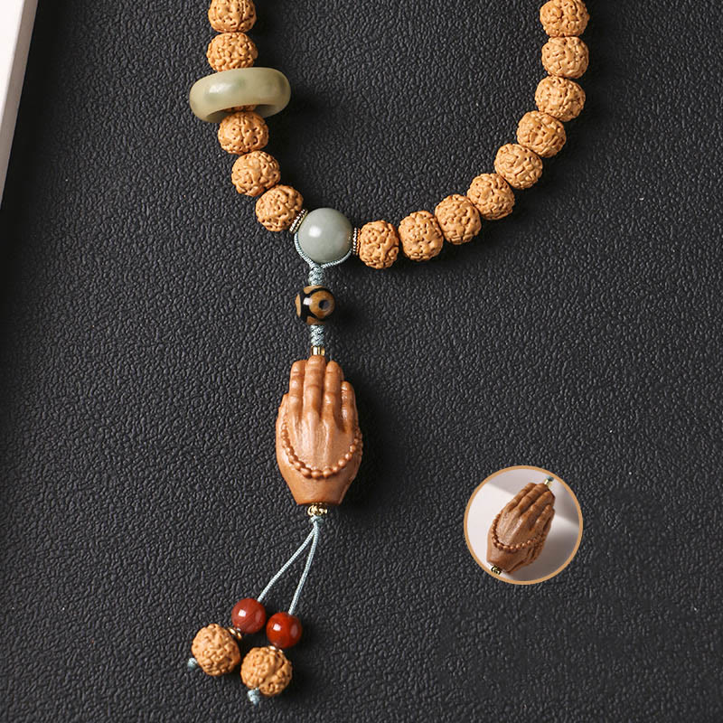 Nimara Ritual Bodhi Seed Three-eyed Dzi Bead Buddha Hand Charm Wealth Bracelet