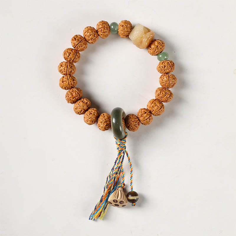 Nimara Ritual Bodhi Seed Three-eyed Dzi Bead Buddha Hand Charm Wealth Bracelet
