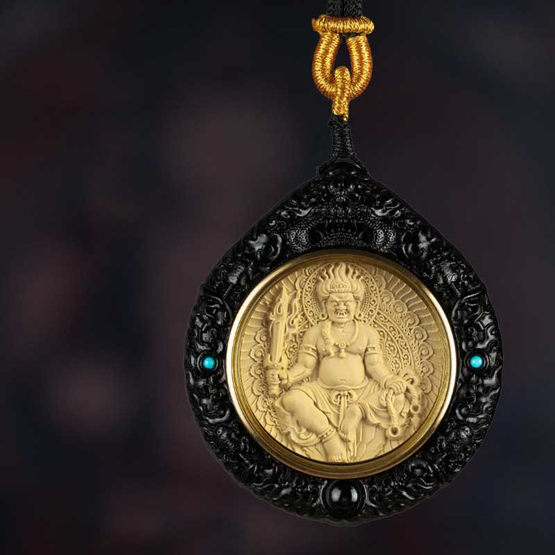 Nimara Ritual Chinese Zodiac Natal Buddha Small Leaf Red Sandalwood Ebony Longevity Necklace Pendant