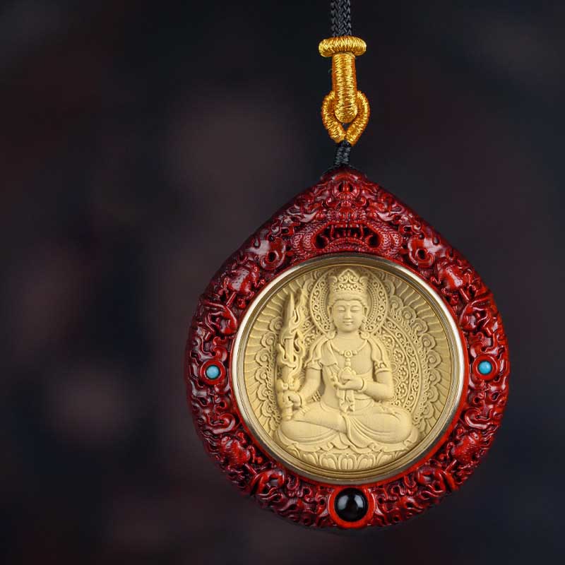 Nimara Ritual Chinese Zodiac Natal Buddha Small Leaf Red Sandalwood Ebony Longevity Necklace Pendant