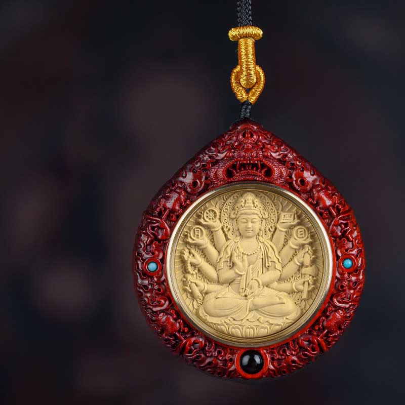 Nimara Ritual Chinese Zodiac Natal Buddha Small Leaf Red Sandalwood Ebony Longevity Necklace Pendant