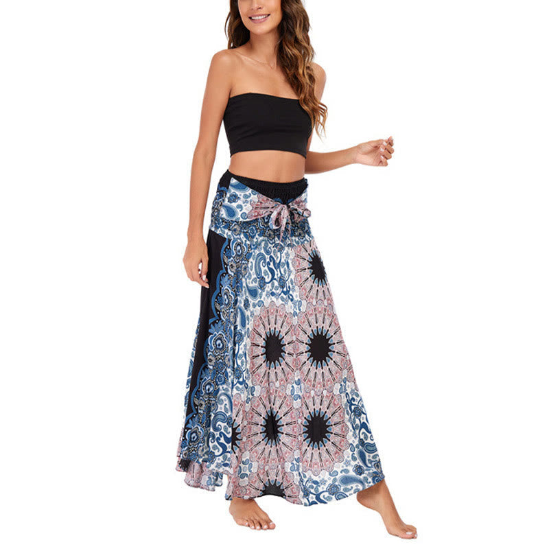 Nimara Ritual Two Style Wear Bohemian Mandala Flower Water Drop Lace-up Skirt Dress