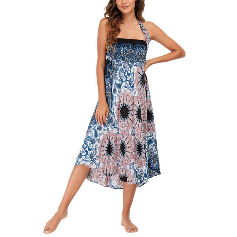 Nimara Ritual Two Style Wear Bohemian Mandala Flower Water Drop Lace-up Skirt Dress