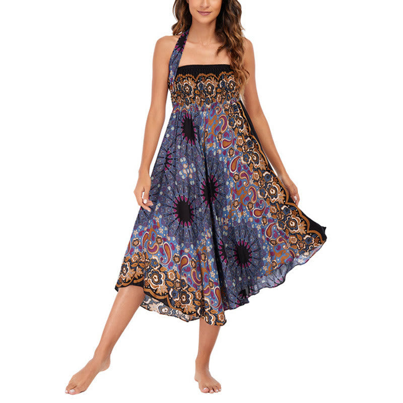 Nimara Ritual Two Style Wear Bohemian Mandala Flower Water Drop Lace-up Skirt Dress