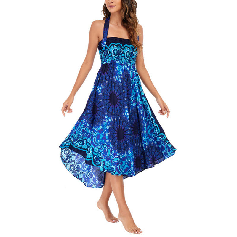Nimara Ritual Two Style Wear Bohemian Mandala Flower Water Drop Lace-up Skirt Dress
