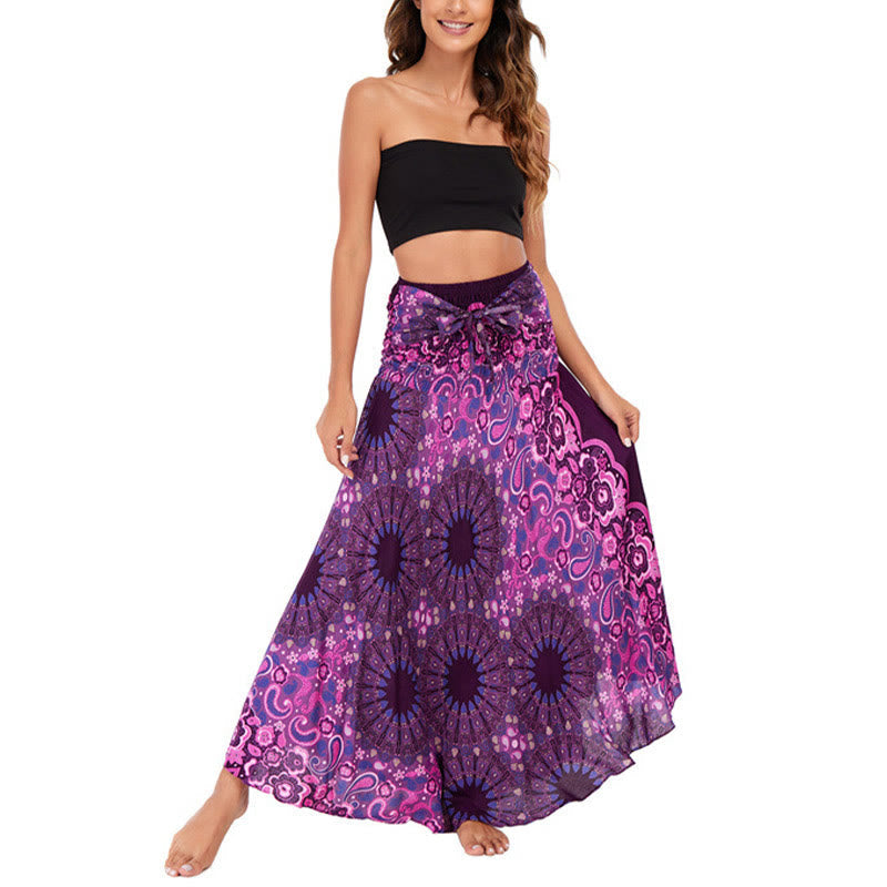 Nimara Ritual Two Style Wear Bohemian Mandala Flower Water Drop Lace-up Skirt Dress