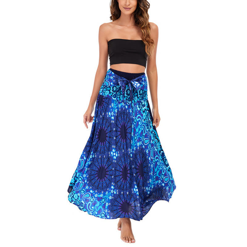 Nimara Ritual Two Style Wear Bohemian Mandala Flower Water Drop Lace-up Skirt Dress