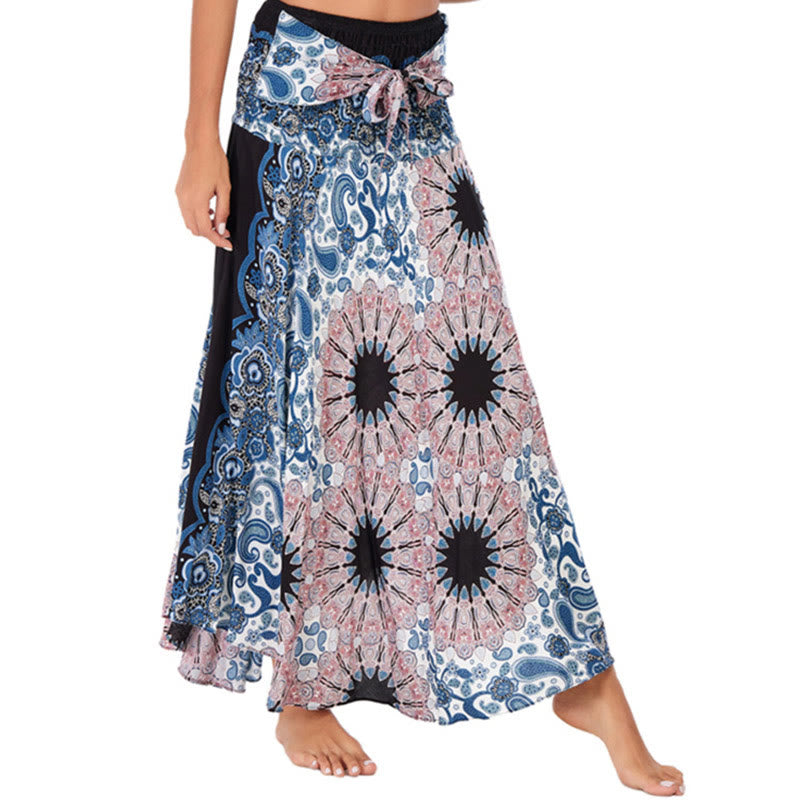 Nimara Ritual Two Style Wear Bohemian Mandala Flower Water Drop Lace-up Skirt Dress