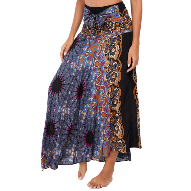Nimara Ritual Two Style Wear Bohemian Mandala Flower Water Drop Lace-up Skirt Dress