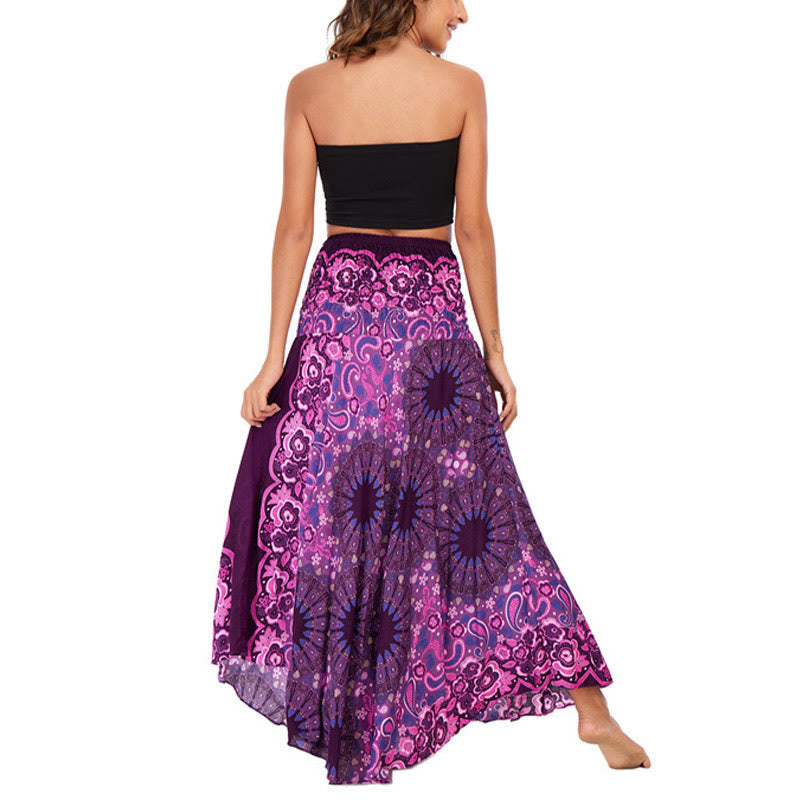 Nimara Ritual Two Style Wear Bohemian Mandala Flower Water Drop Lace-up Skirt Dress