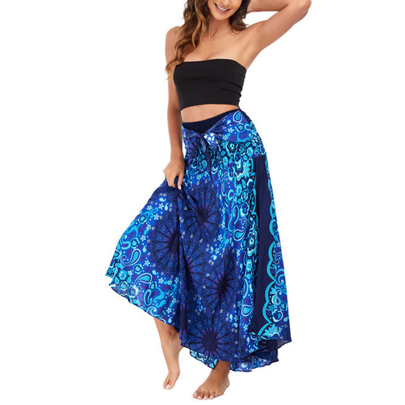 Nimara Ritual Two Style Wear Bohemian Mandala Flower Water Drop Lace-up Skirt Dress