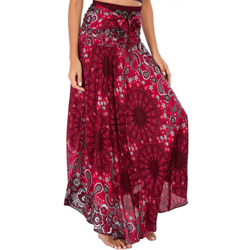 Nimara Ritual Two Style Wear Bohemian Mandala Flower Water Drop Lace-up Skirt Dress
