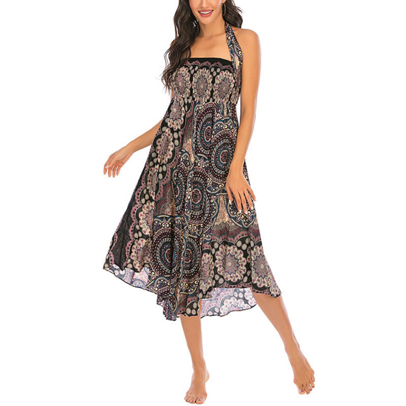 Nimara Ritual Two Style Wear Bohemian Mandala Flower Lace-up Skirt Dress
