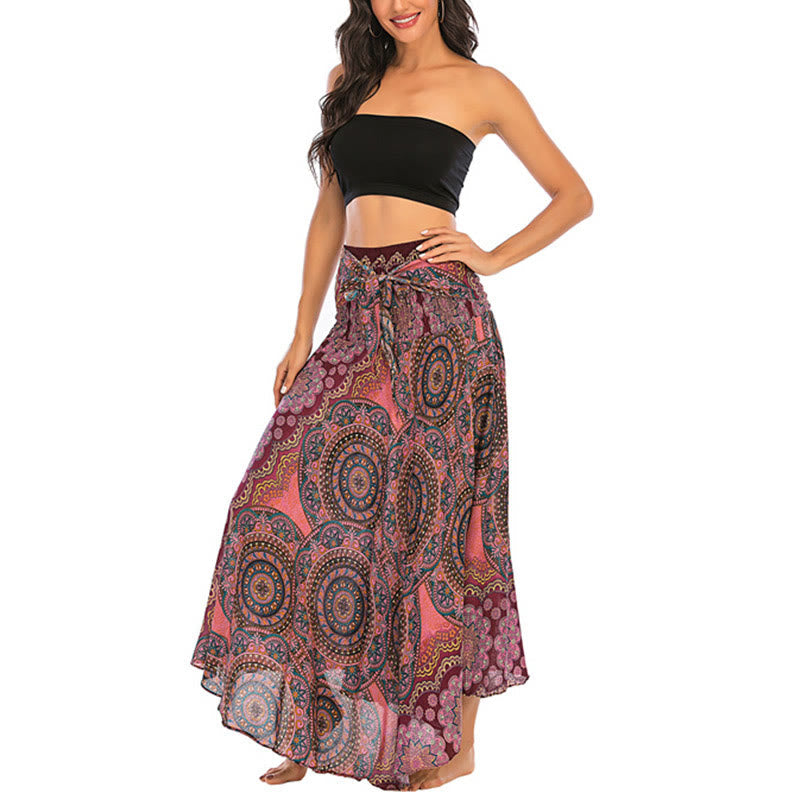 Nimara Ritual Two Style Wear Bohemian Mandala Flower Lace-up Skirt Dress