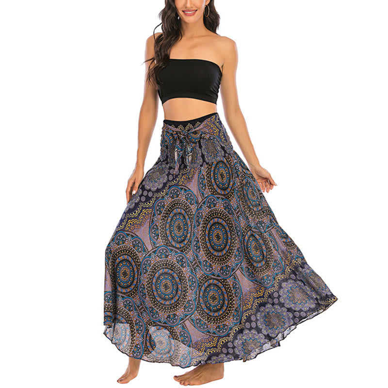 Nimara Ritual Two Style Wear Bohemian Mandala Flower Lace-up Skirt Dress