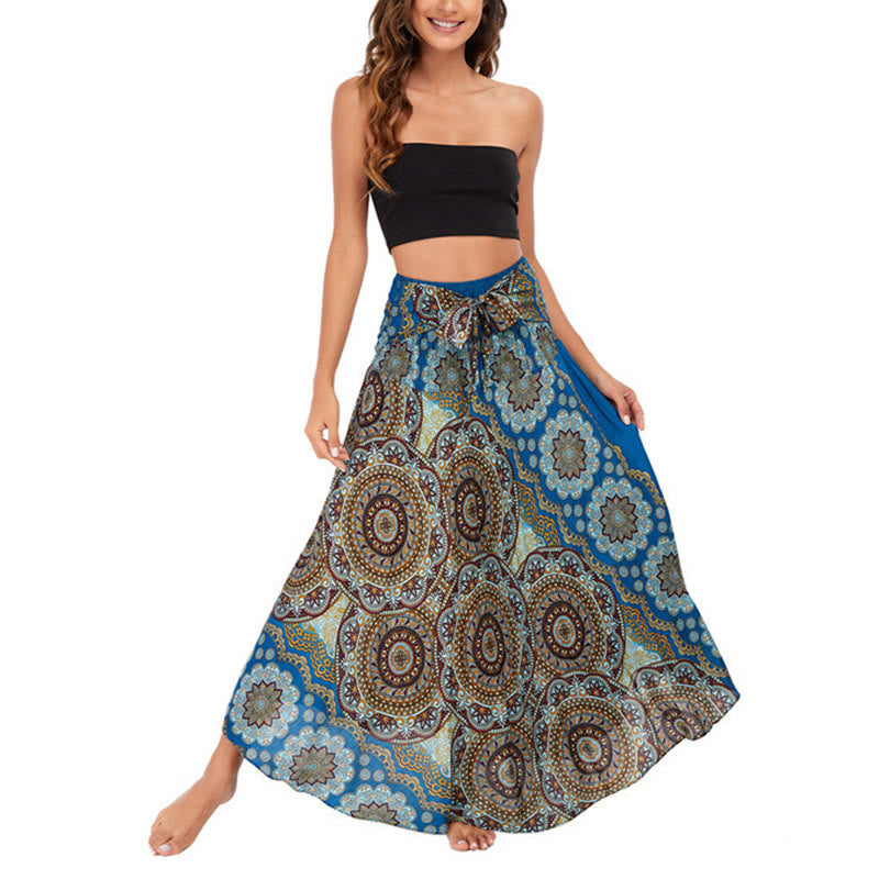 Nimara Ritual Two Style Wear Bohemian Mandala Flower Lace-up Skirt Dress