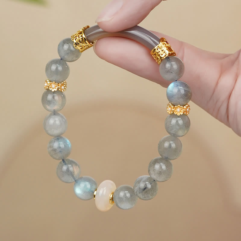 Nimara Ritual Natural Moonstone Gray Agate Healing Change Bracelet