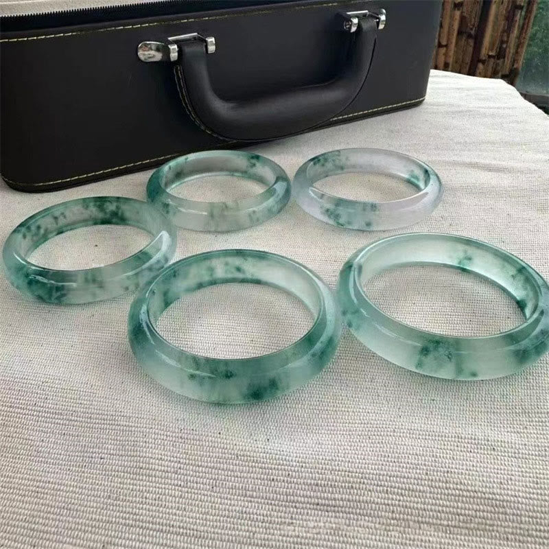 Nimara Ritual Natural Jade Floating Flower Luck Bracelet Bangle
