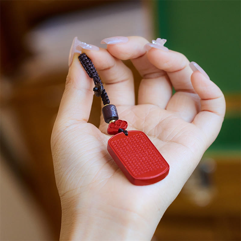 Nimara Ritual Natural Cinnabar Heart Sutra Blessing Key Chain