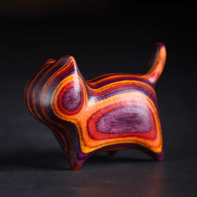 Nimara Ritual Mini Cat Kitten Colorful Wooden Cute Pet Decoration