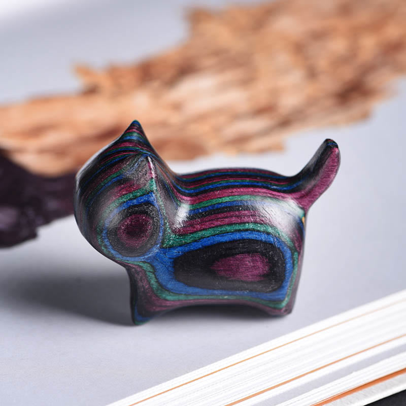 Nimara Ritual Mini Cat Kitten Colorful Wooden Cute Pet Decoration