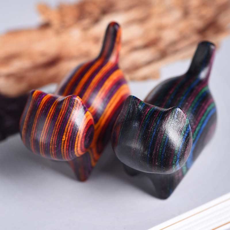Nimara Ritual Mini Cat Kitten Colorful Wooden Cute Pet Decoration