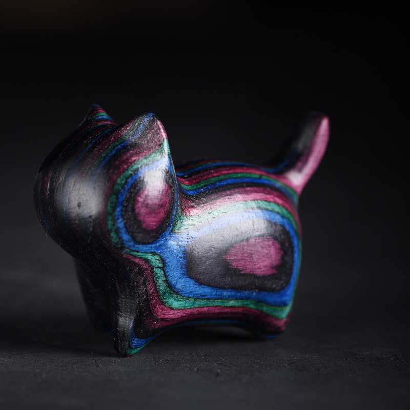 Nimara Ritual Mini Cat Kitten Colorful Wooden Cute Pet Decoration