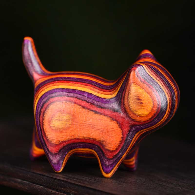 Nimara Ritual Mini Cat Kitten Colorful Wooden Cute Pet Decoration