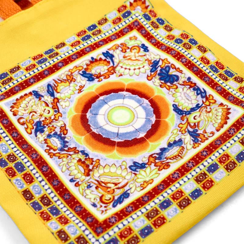 Nimara Ritual Dunhuang Flying Apsaras Lotus Buddha Statues Canvas Handbag