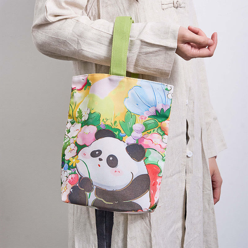 Nimara Ritual Panda Orchid Loquat Canvas Handbag