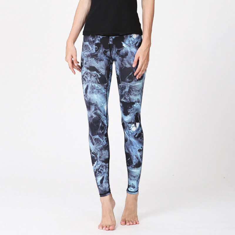 Nimara Ritual Mist Leaves Print Sports Exercise Fitness Leggings Women's Yoga Pants