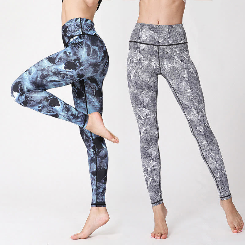 Nimara Ritual Mist Leaves Print Sports Exercise Fitness Leggings Women's Yoga Pants