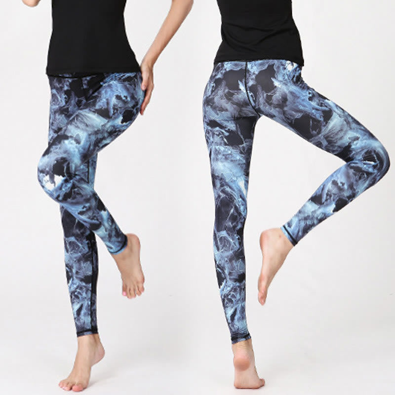 Nimara Ritual Mist Leaves Print Sports Exercise Fitness Leggings Women's Yoga Pants