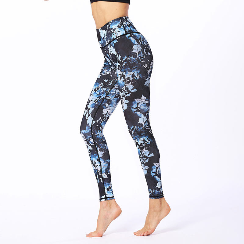 Nimara Ritual Simple Leaves Print Sports Fitness Leggings Women's Yoga Pants